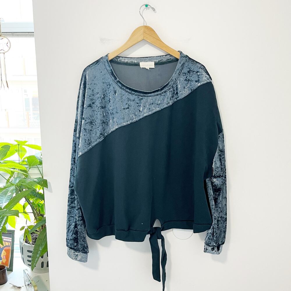 Melloday Blue Crushed Velvet Sweater Size 3XL
